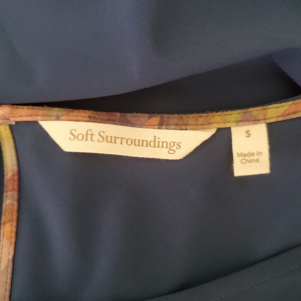 Soft Surroundings Go Lively blue dolman short sleeve draped front tunic top S - Picture 9 of 12